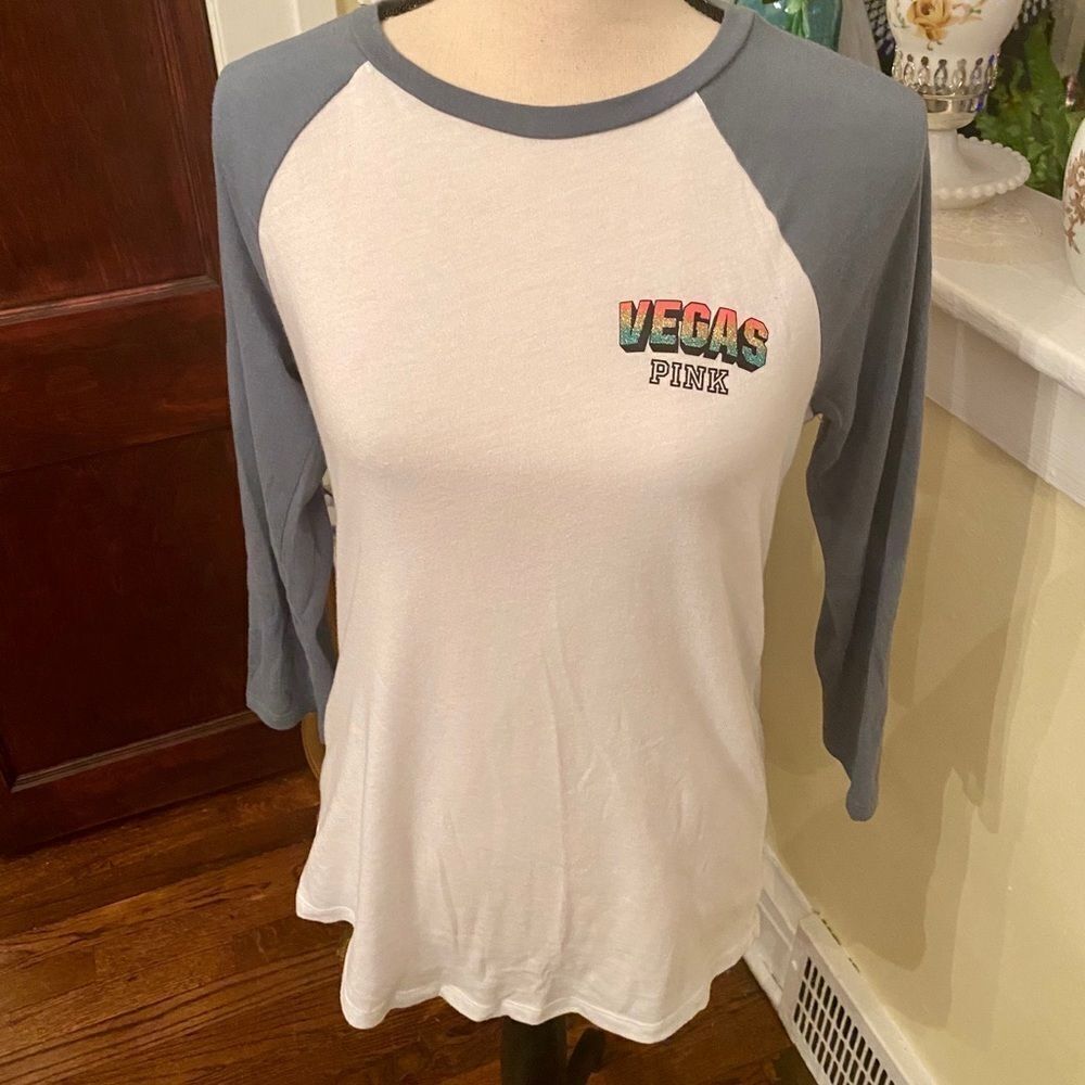 VS PINK LasVegas Jersey LN! Gray Sparkle Logo XS S